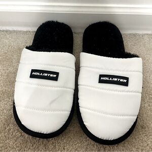 Hollister Black and White Quilted Slippers
